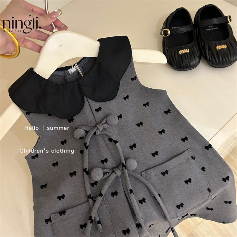 Little Fragrance Bow Vest Dress