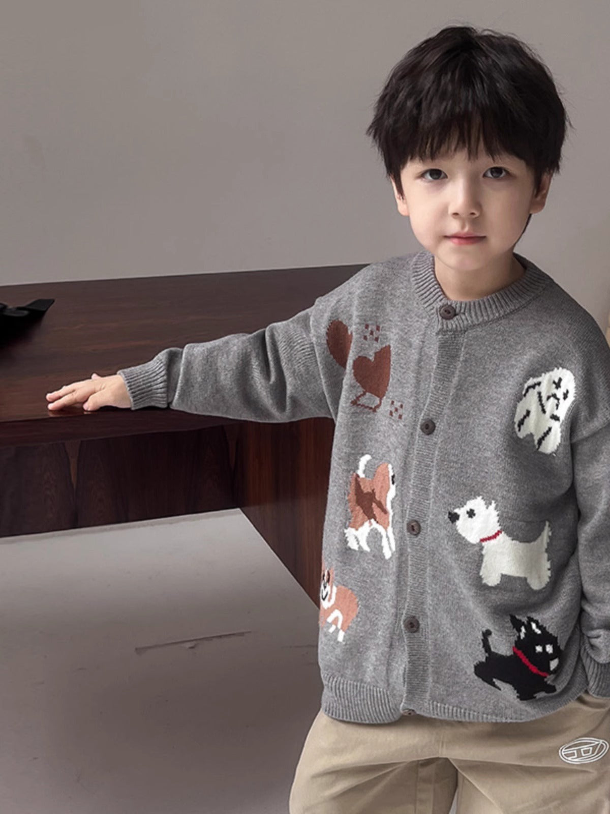 Puppy Jacquard Knit Cardigan  Boys