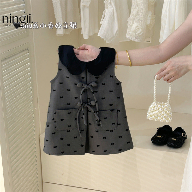 Little Fragrance Bow Vest Dress