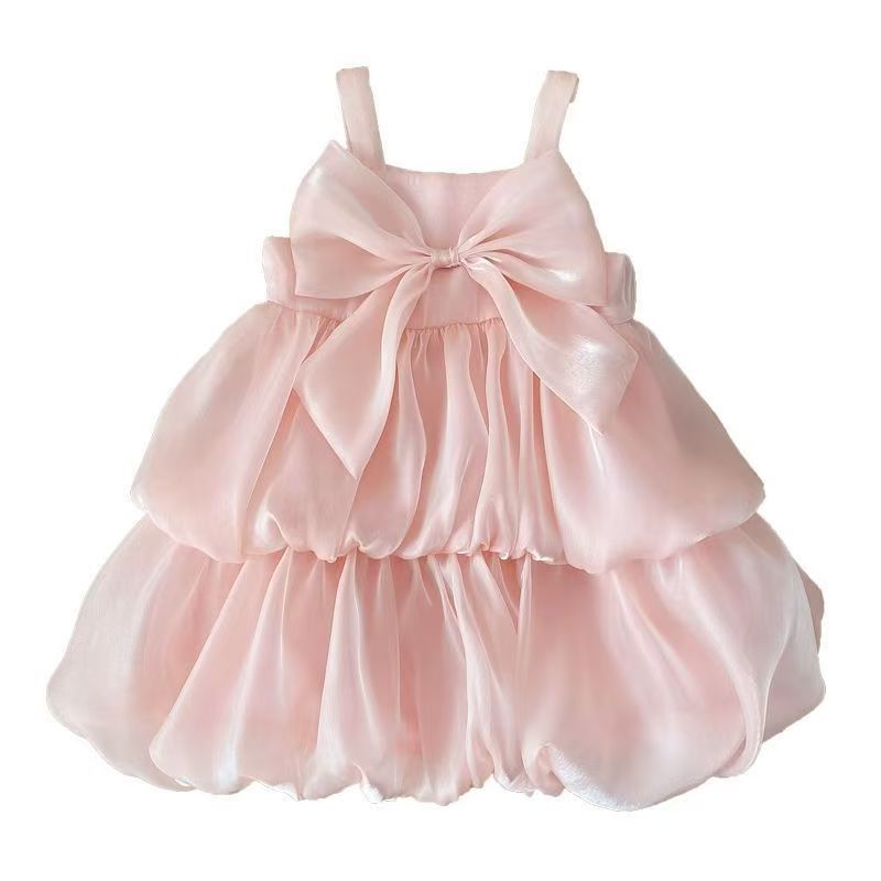 Girls' Pink Bow Princess Dress